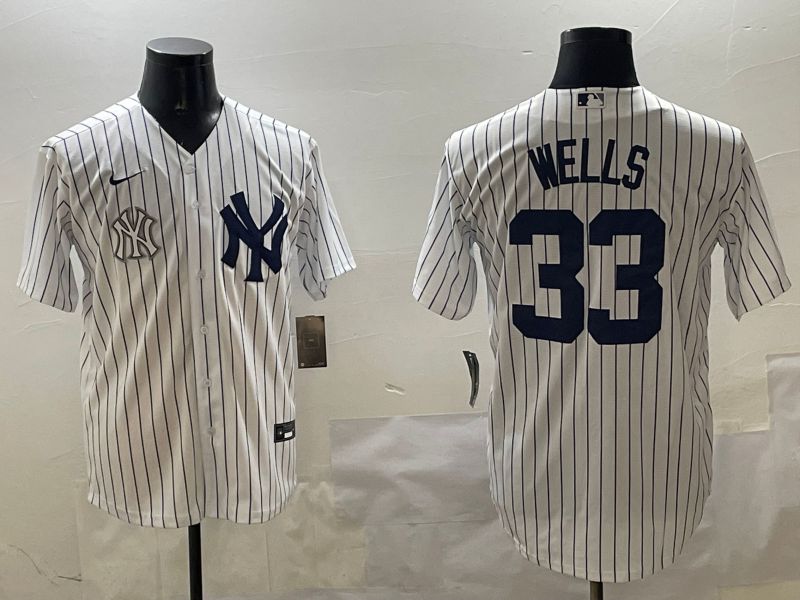 Men New York Yankees #33 Wells White Stripe Game 2025 Nike MLB Jersey style 9->new york yankees->MLB Jersey